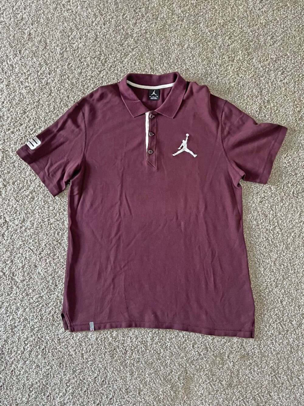 Nike Men’s Polo Air Jordan Jumpman Golf Maroon Embroidered Cotton Size XL
